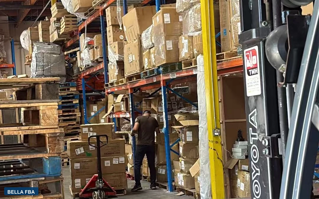 Worker handling inventory inside the real US fulfillment warehouse